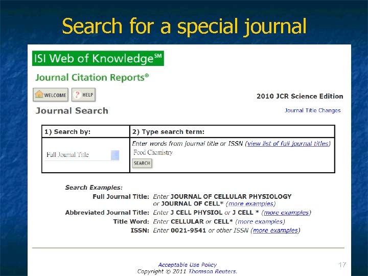 Search for a special journal 17 