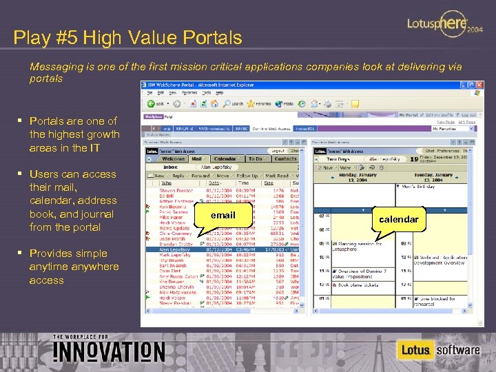 Play #5 High Value Portals Messaging is one of the first mission critical applications