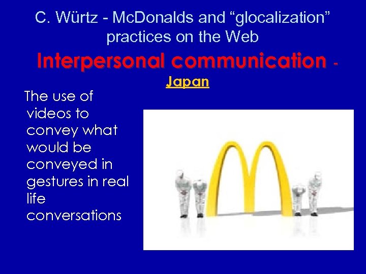 C. Würtz - Mc. Donalds and “glocalization” practices on the Web Interpersonal communication The