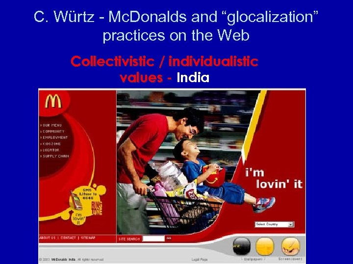 C. Würtz - Mc. Donalds and “glocalization” practices on the Web Collectivistic / individualistic