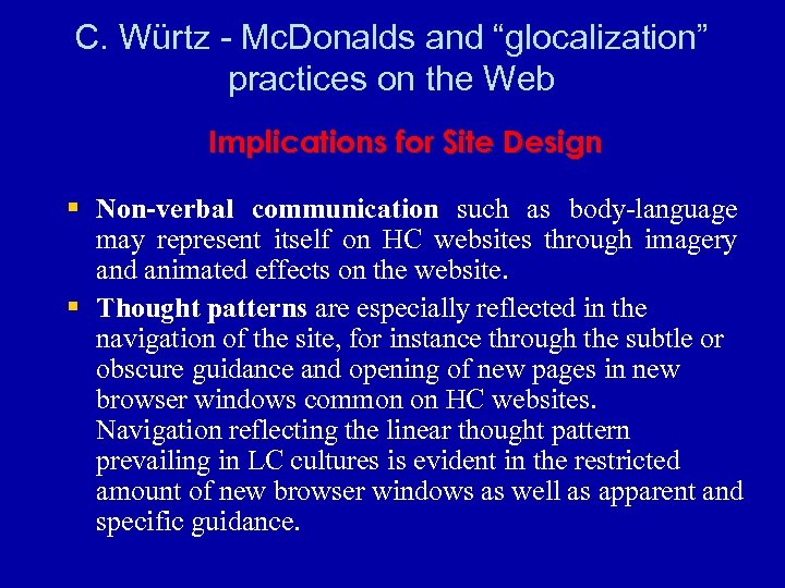 C. Würtz - Mc. Donalds and “glocalization” practices on the Web Implications for Site