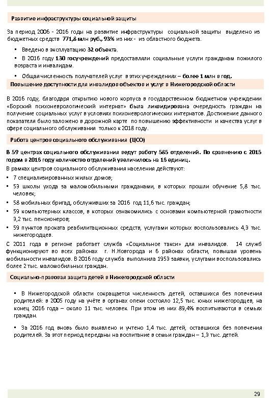 Развитие инфраструктуры социальной защиты За период 2006 - 2016 годы на развитие инфраструктуры социальной