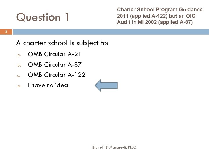 Charter School Program Guidance 2011 (applied A-122) but an OIG Audit in MI 2002