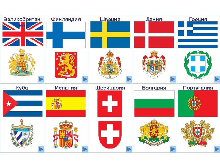 Великобритан ия Финляндия Швеция Дания Греция Куба Испания Швейцария Болгария Португалия 