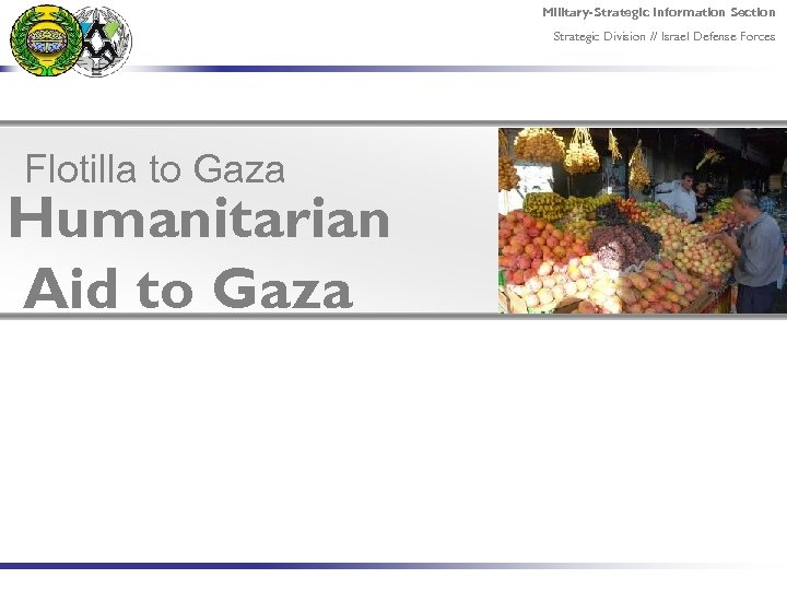 Military-Strategic Information Section Strategic Division // Israel Defense Forces Flotilla to Gaza Humanitarian Aid