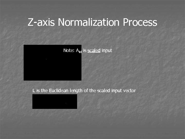 Z-axis Normalization Process Note: Aki is scaled input L is the Euclidean length of