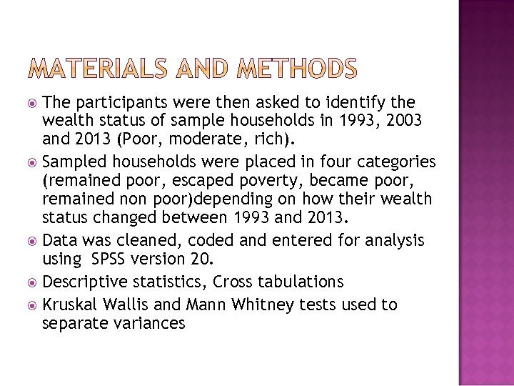 The participants were then asked to identify the wealth status of sample households in