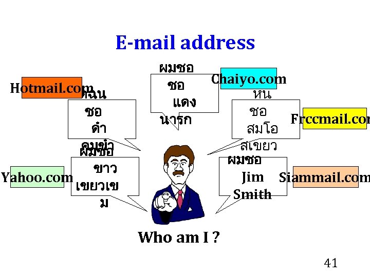 E-mail address Hotmail. com ดฉน ชอ ดำ คมขำ ผมชอ ขาว Yahoo. com เขยวเข ม