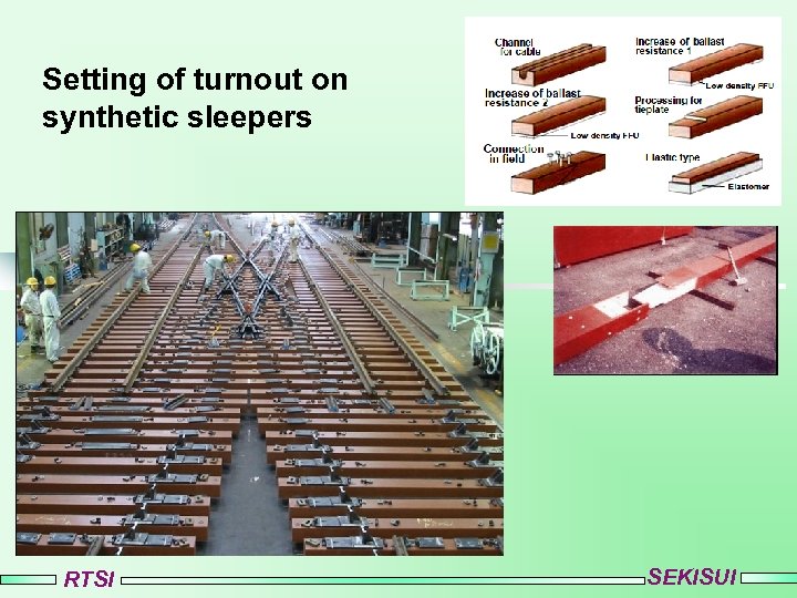 Setting of turnout on synthetic sleepers RTSI SEKISUI 