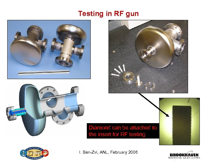 Testing in RF gun Diamond can be attached to the insert for RF testing