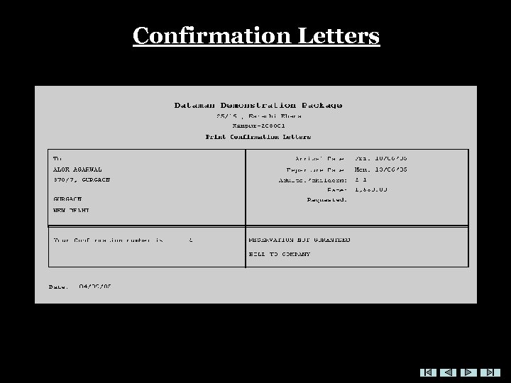Confirmation Letters 