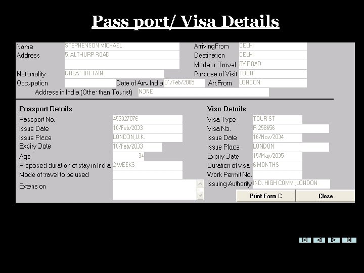 Pass port/ Visa Details 