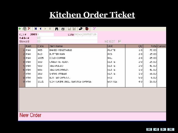 Kitchen Order Ticket 