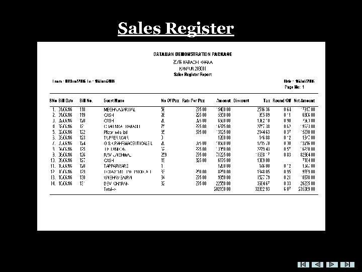Sales Register 