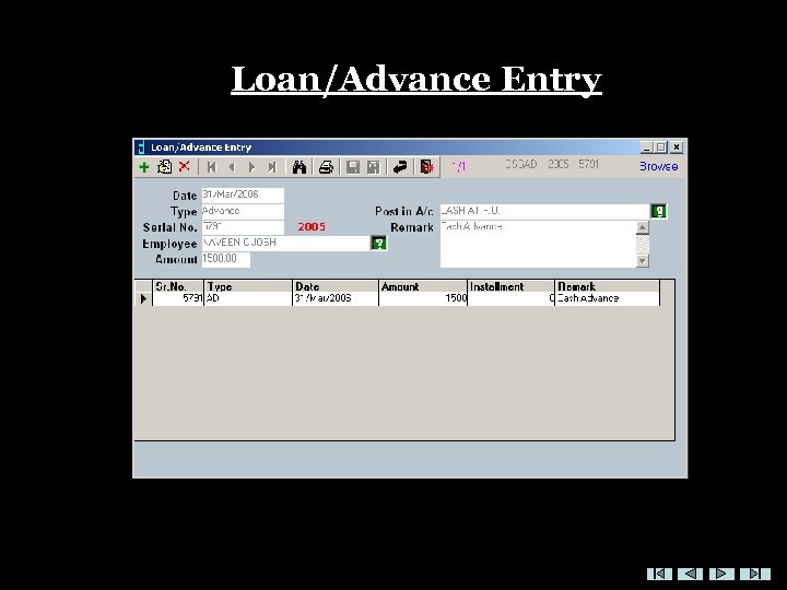 Loan/Advance Entry 