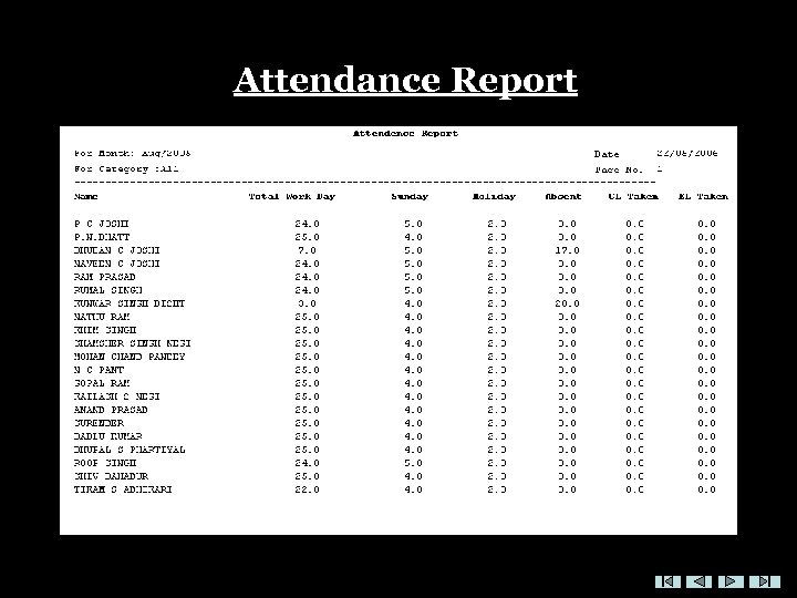 Attendance Report 