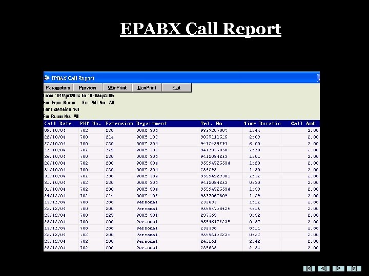 EPABX Call Report 