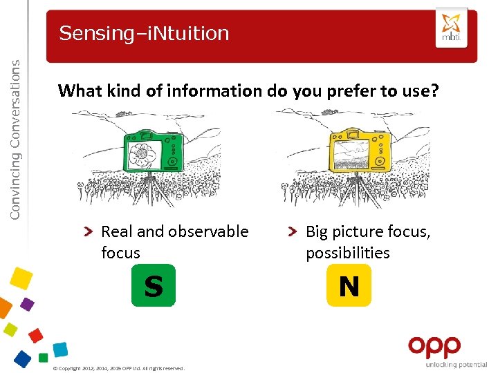 Convincing Conversations Sensing–i. Ntuition What kind of information do you prefer to use? Real