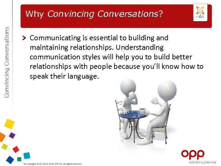 Convincing Conversations Why Convincing Conversations? Communicating is essential to building and maintaining relationships. Understanding