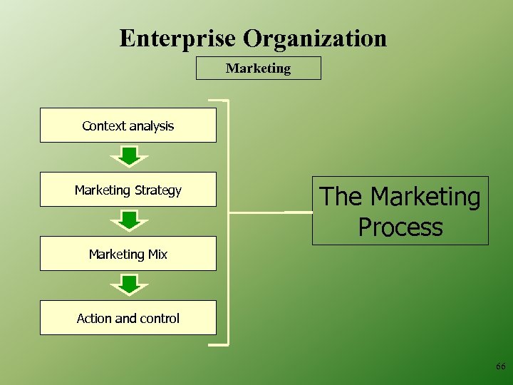 Enterprise Organization Marketing Context analysis Marketing Strategy The Marketing Process Marketing Mix Action and