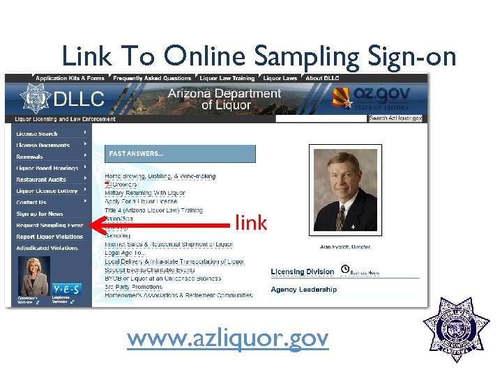 Link To Online Sampling Sign-on link www. azliquor. gov 