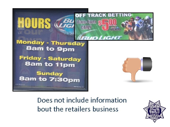 Does not include information bout the retailers business 