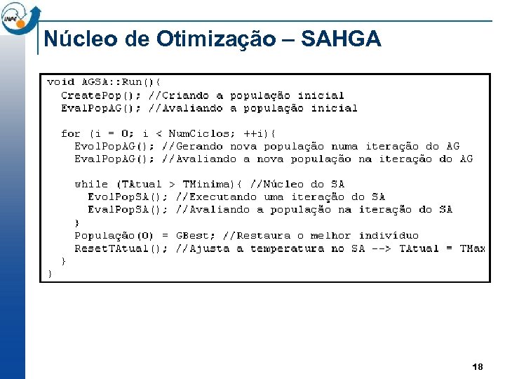 Núcleo de Otimização – SAHGA 18 