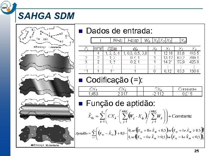 SAHGA SDM n Dados de entrada: n Codificação (=): n Função de aptidão: 25