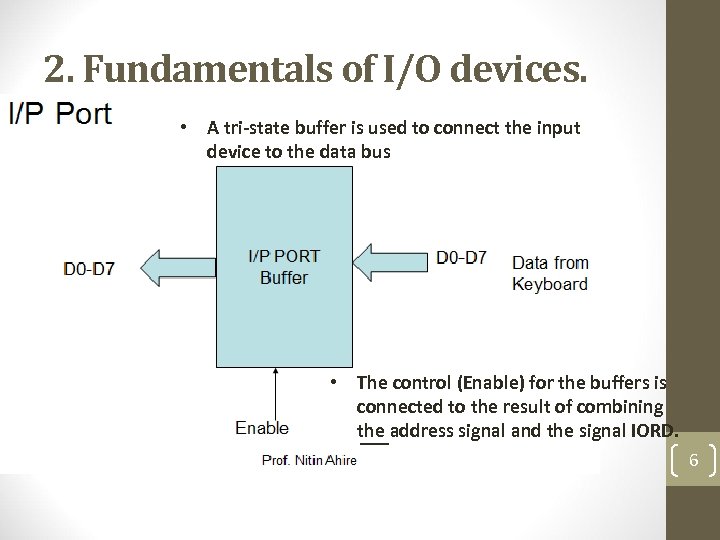 2. Fundamentals of I/O devices. • A tri-state buffer is used to connect the