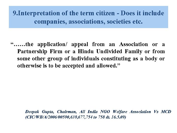 9. Interpretation of the term citizen - Does it include companies, associations, societies etc.