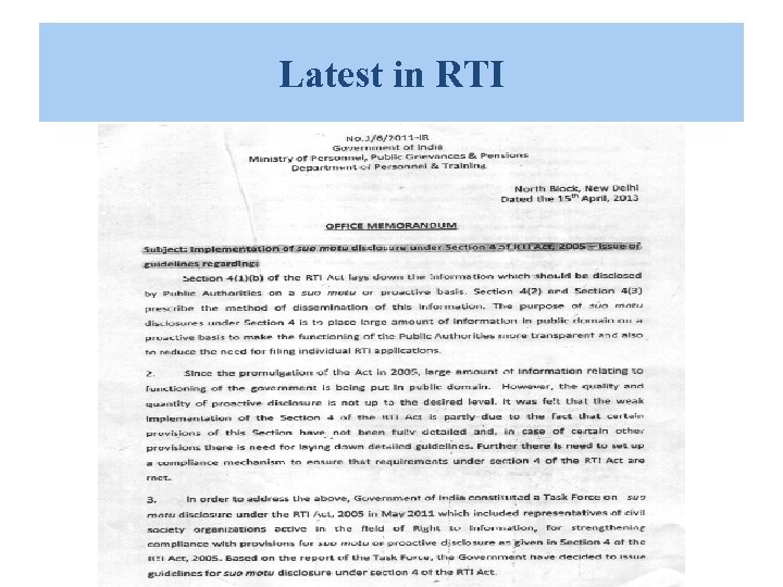 Latest in RTI 