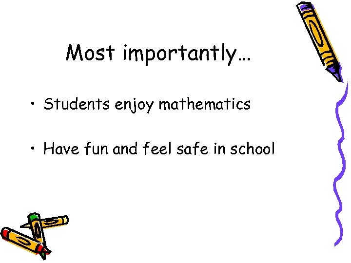 Most importantly… • Students enjoy mathematics • Have fun and feel safe in school