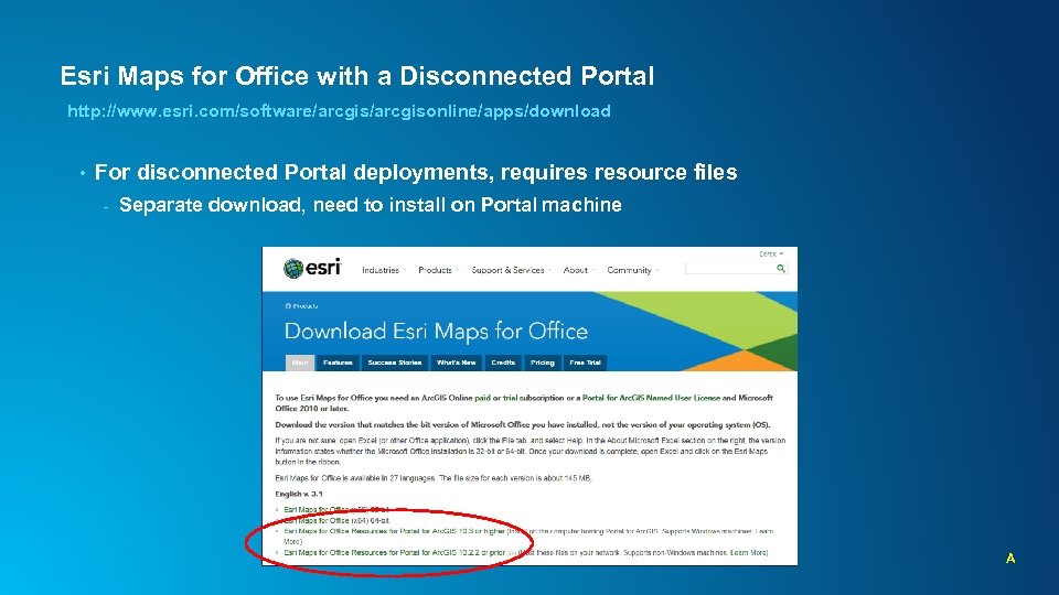 Esri Maps for Office with a Disconnected Portal http: //www. esri. com/software/arcgisonline/apps/download • For