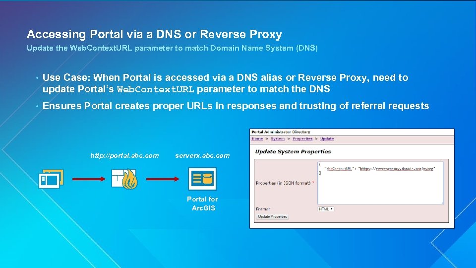 Accessing Portal via a DNS or Reverse Proxy Update the Web. Context. URL parameter