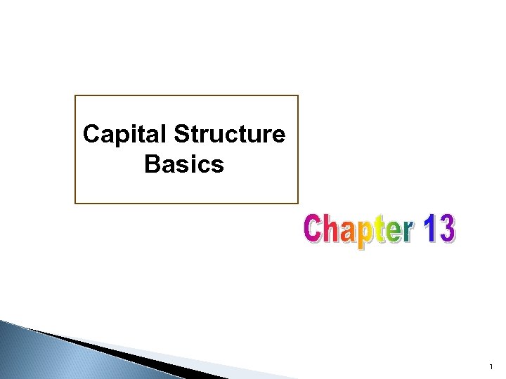 Capital Structure Basics 1 