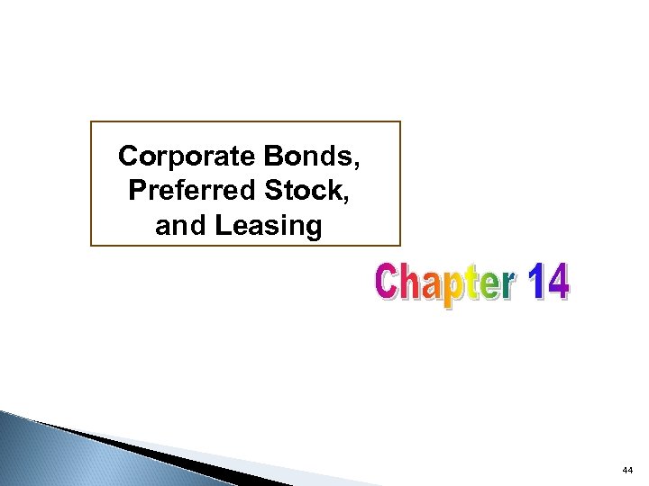 Corporate Bonds, Preferred Stock, and Leasing 44 