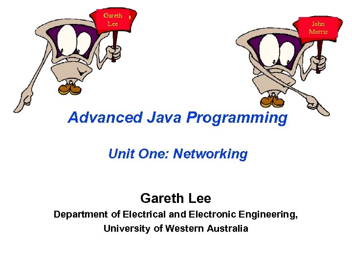 Gareth Lee John Morris Advanced Java Programming Unit One: Networking Gareth Lee Department of