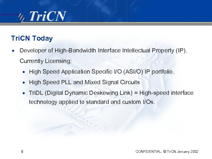 Tri. CN Today · Developer of High-Bandwidth Interface Intellectual Property (IP). Currently Licensing: ·