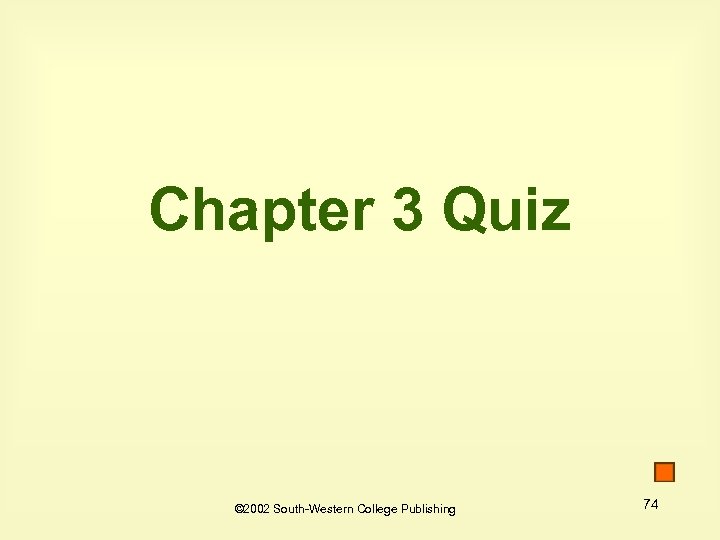 Chapter 3 Quiz © 2002 South-Western College Publishing 74 