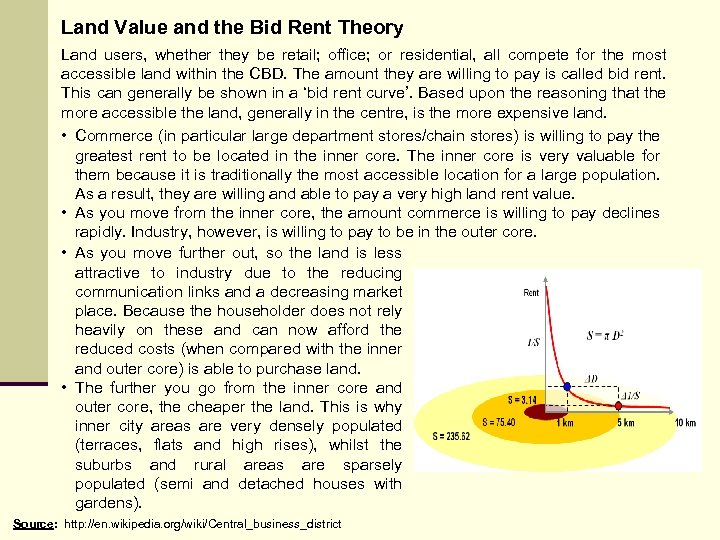 Land Value and the Bid Rent Theory Land users, whether they be retail; office;