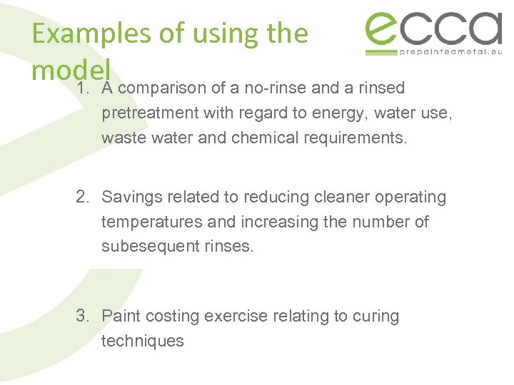 Examples of using the model comparison of a no-rinse and a rinsed 1. A