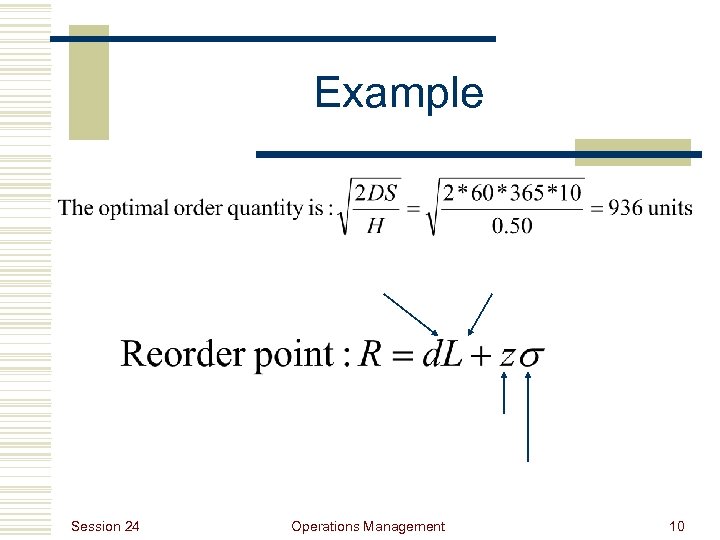 Example Session 24 Operations Management 10 