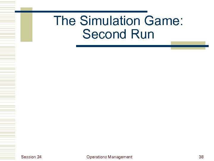 The Simulation Game: Second Run Session 24 Operations Management 38 