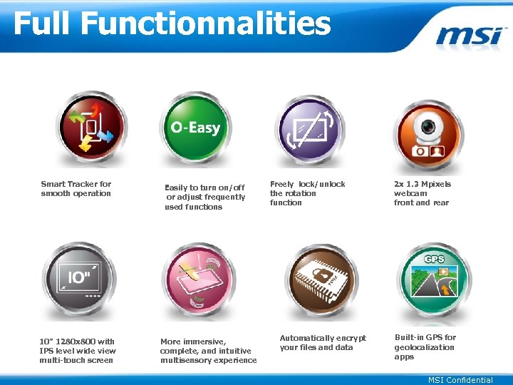 Full Functionnalities Smart Tracker for smooth operation 10” 1280 x 800 with IPS level