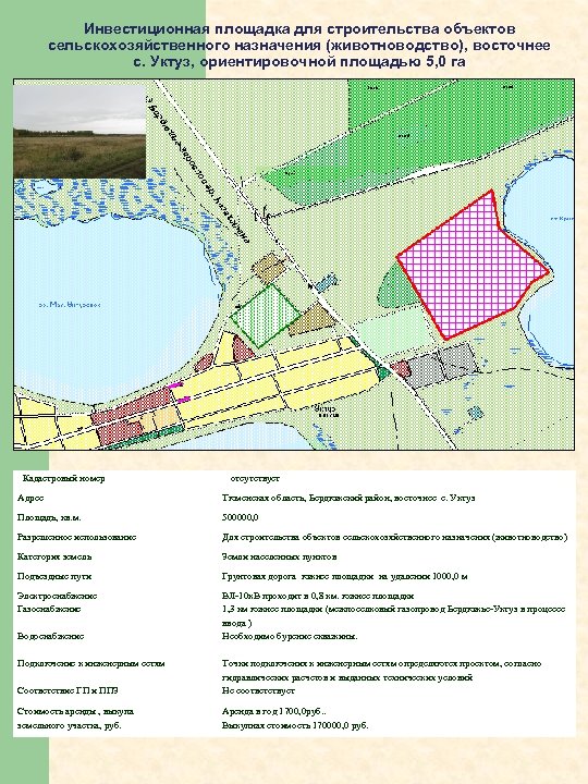  Инвестиционная площадка для строительства объектов сельскохозяйственного назначения (животноводство), восточнее с. Уктуз, ориентировочной площадью