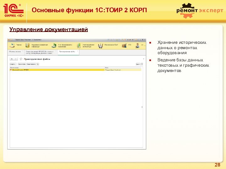 1с тоир управление ремонтами и обслуживанием оборудования презентация