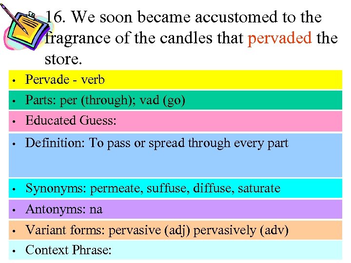 16. We soon became accustomed to the fragrance of the candles that pervaded the