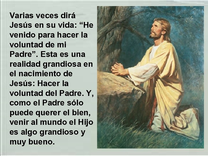 Varias veces dirá Jesús en su vida: “He venido para hacer la voluntad de