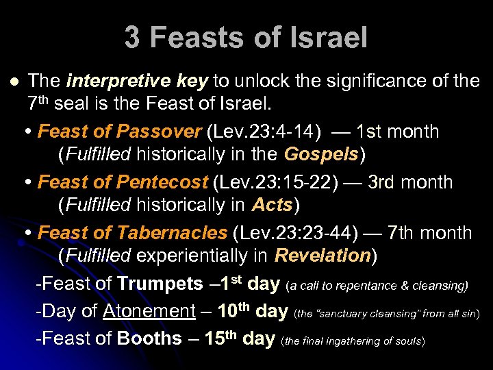 3 Feasts of Israel l The interpretive key to unlock the significance of the