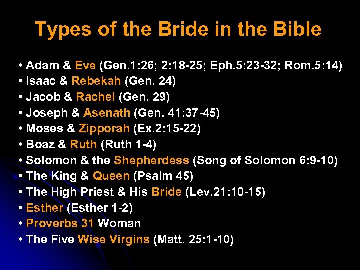 Types of the Bride in the Bible • Adam & Eve (Gen. 1: 26;